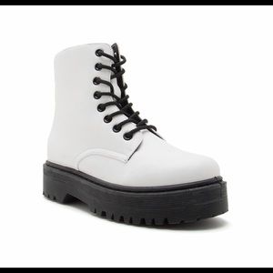 White platform combat boots